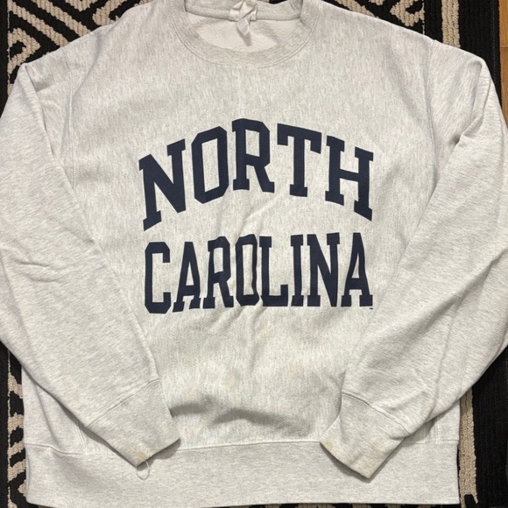 Champion Gray Reverse Weave  North Carolina Crew neck Sweatshirt size large '